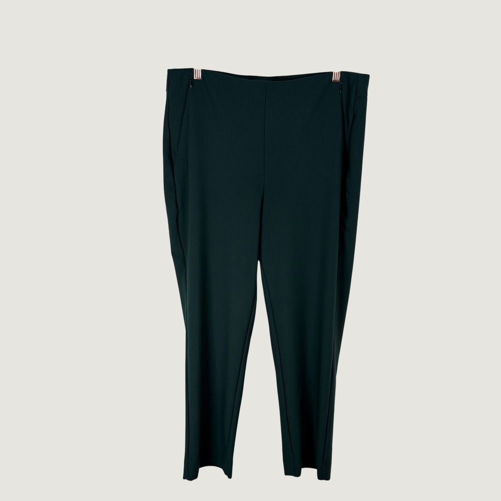 Chico's Juliet Ankle Pants Dark Green 2R US 12R Side Zip Stretch Office 27"